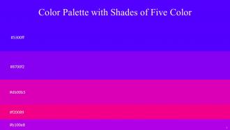 Color Palette With Five Shade Royal Blue Electric Violet Hollywood Cerise Hollywood Cerise Rose