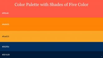 Color Palette With Five Shade Sunset Orange Flamenco Sea Buckthorn Midnight Blue Midnight