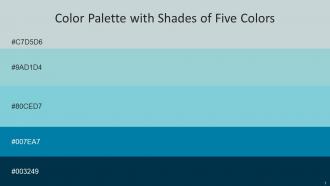 Color Palette With Five Shade Tiara Sinbad Bermuda Deep Cerulean Prussian Blue