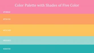 Color Palette With Five Shade Tickle Me Pink Tan Hide Golden Tainoi Aqua Island Eastern Blue