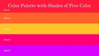 Color Palette With Five Shade Torch Red Orange Sunglow Rose Electric Violet