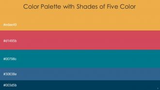 Color Palette With Five Shade Tulip Tree Chestnut Rose Blue Lagoon Calypso Astronaut Blue