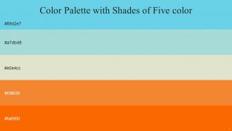 Color Palette With Five Shade Turquoise Blue Aqua Island Kidnapper Jaffa Blaze Orange