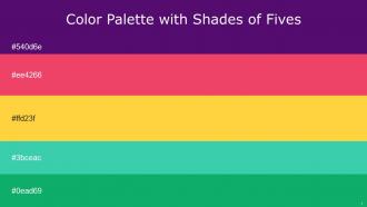 Color Palette With Five Shade Windsor Amaranth Bright Sun Shamrock Gossamer