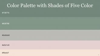 Color Palette With Five Shade Xanadu Spanish Green Cotton Seed Wafer Albescent White