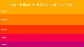 Color Palette With Five Shade Yellow Sea Flush Orange Scarlet Torch Red Lipstick