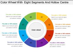 Color wheel with eight segments and hollow centre