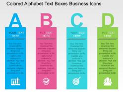 Colored alphabet text boxes business icons flat powerpoint design flat powerpoint design