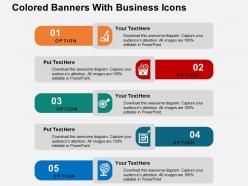 Colored banners with business icons flat powerpoint design