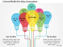 Colored bulbs for idea generation flat powerpoint design