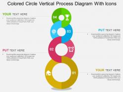 Colored circle vertical process diagram with icons flat powerpoint design