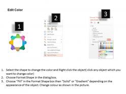 Colored eight staged option diagram with multiple business icons flat powerpoint design