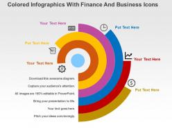 Colored Infographics With Finance And Business Icons Flat Powerpoint Design