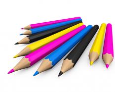 Colored pencils for art stock photo