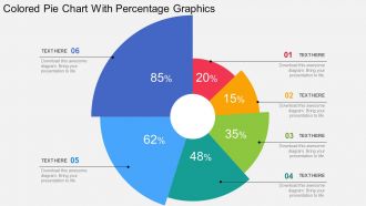 Colored pie chart with percentage graphics flat powerpoint design