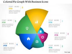 Colored pie graph with business icons powerpoint template