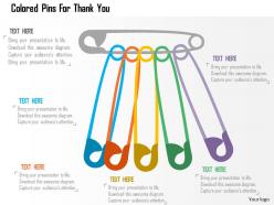 Colored pins for thank you flat powerpoint design
