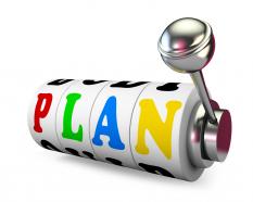 Colored plan text with jackpot stock photo