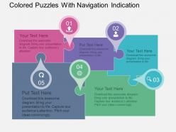 Colored puzzles with navigation indication flat powerpoint design