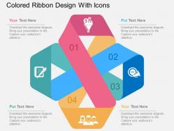 Colored ribbon design with icons flat powerpoint design