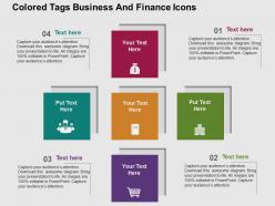 Colored tags business and finance icons flat powerpoint design