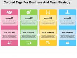 Colored tags for business and team strategy flat powerpoint design
