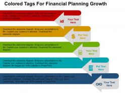 Colored tags for financial planning growth flat powerpoint design