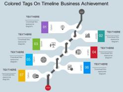 Colored tags on timeline business achievement flat powerpoint design