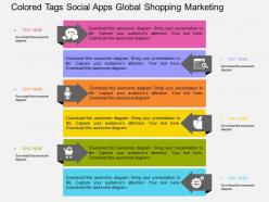 Colored tags social apps global shopping marketing flat powerpoint design