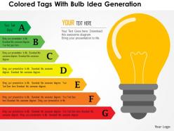 Colored tags with bulb idea generation flat powerpoint design