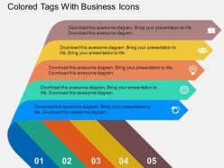 Colored tags with business icons flat powerpoint design