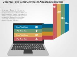 Colored tags with computer and business icons flat powerpoint design flat powerpoint design