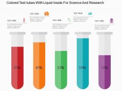 Colored test tubes with liquid inside for science and research flat powerpoint design