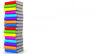 Colorful books in vertical order making border stock photo