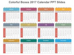 Colorful boxes 2017 calendar ppt slides
