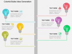 Colorful bulbs idea generation and business application flat powerpoint design