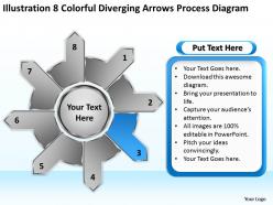 Colorful diverging arrows process diagram relative circular flow powerpoint slides