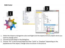 Colorful diverging arrows process diagram relative circular flow powerpoint slides
