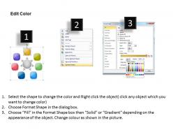 Colorful diverging circles and arrows 7 stages circular flow network powerpoint templates