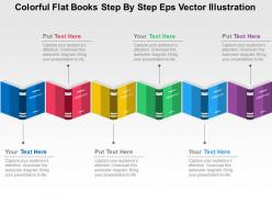 Colorful flat books step by step eps vector illustration flat powerpoint design