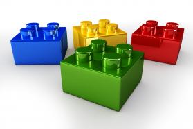Colorful Legos Displaying Team Unity Stock Photo