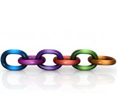 Colorful link chain for unity stock photo
