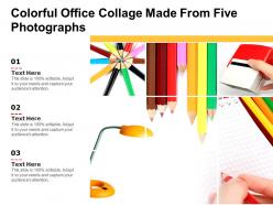 Colorful office collage made from five photographs