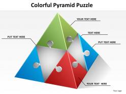Colorful pyramid made of puzzle pieces connected powerpoint templates 0712