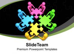 Colorful team joining puzzles solution powerpoint templates ppt themes and graphics 0213
