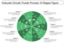 Coloured circular puzzle process 10 stages figure