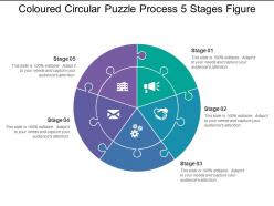 Coloured circular puzzle process 5 stages figure
