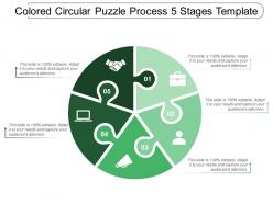 Coloured circular puzzle process 5 stages template