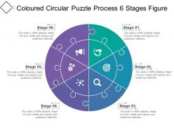 Coloured circular puzzle process 6 stages figure