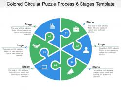 Coloured circular puzzle process 6 stages template